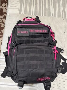 WOLF Pam Black and Pink Tactical Backpack